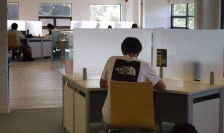 A person sitting at a desk with a laptop